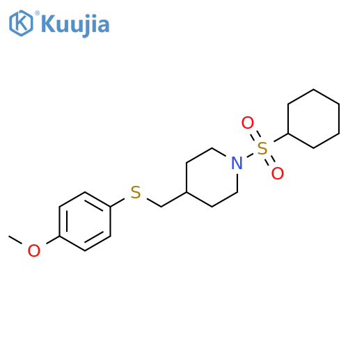 1-(cyclohexanesulfonyl)-4-{[(4-methoxyphenyl)sulfanyl]methyl}piperidine structure