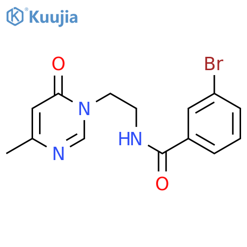 3-bromo-N-[2-(4-methyl-6-oxo-1,6-dihydropyrimidin-1-yl)ethyl]benzamide structure