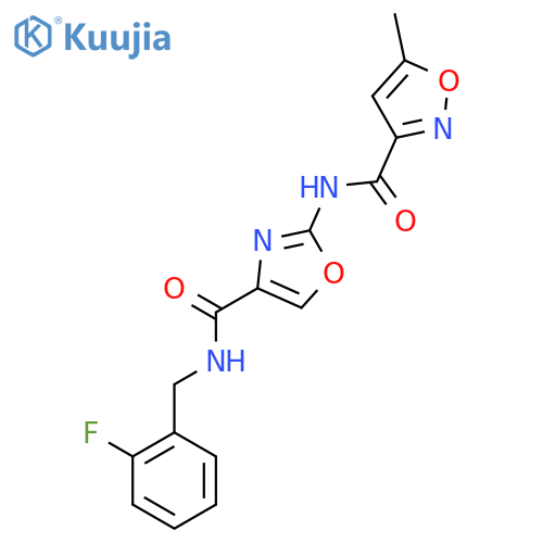 N-(4-{(2-fluorophenyl)methylcarbamoyl}-1,3-oxazol-2-yl)-5-methyl-1,2-oxazole-3-carboxamide structure