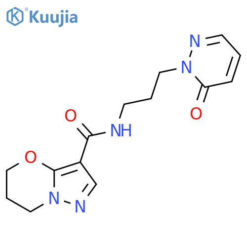 N-3-(6-oxo-1,6-dihydropyridazin-1-yl)propyl-5H,6H,7H-pyrazolo3,2-b1,3oxazine-3-carboxamide structure