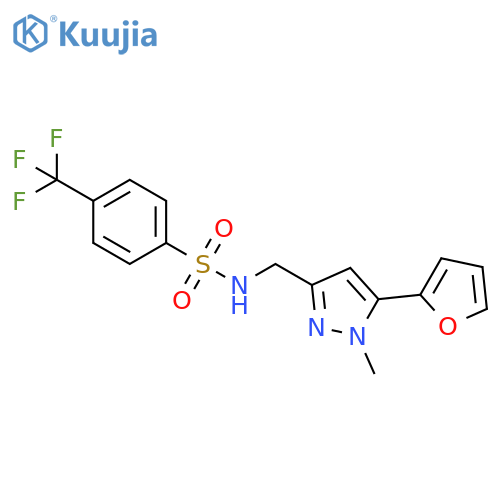 N-{[5-(furan-2-yl)-1-methyl-1H-pyrazol-3-yl]methyl}-4-(trifluoromethyl)benzene-1-sulfonamide structure