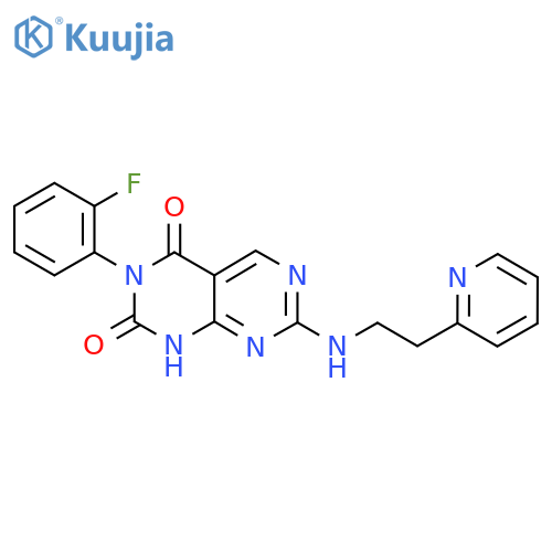3-(2-fluorophenyl)-7-{2-(pyridin-2-yl)ethylamino}-1H,2H,3H,4H-1,3diazino4,5-dpyrimidine-2,4-dione structure