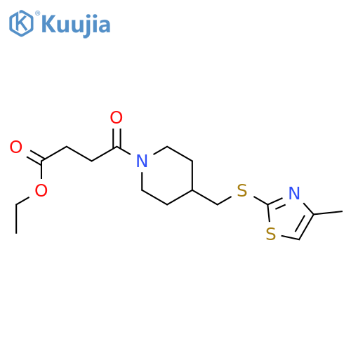 ethyl 4-(4-{[(4-methyl-1,3-thiazol-2-yl)sulfanyl]methyl}piperidin-1-yl)-4-oxobutanoate structure