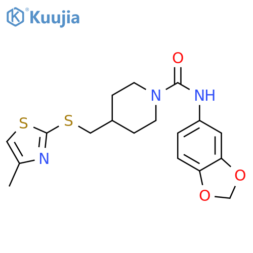 N-(2H-1,3-benzodioxol-5-yl)-4-{[(4-methyl-1,3-thiazol-2-yl)sulfanyl]methyl}piperidine-1-carboxamide structure