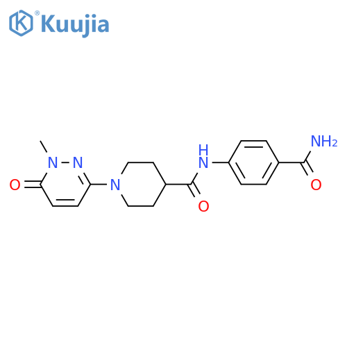 N-(4-carbamoylphenyl)-1-(1-methyl-6-oxo-1,6-dihydropyridazin-3-yl)piperidine-4-carboxamide structure