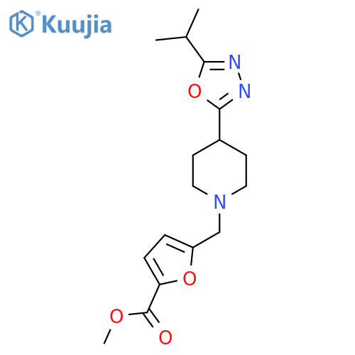methyl 5-({4-5-(propan-2-yl)-1,3,4-oxadiazol-2-ylpiperidin-1-yl}methyl)furan-2-carboxylate structure