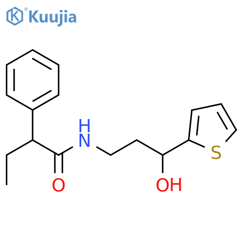 N-3-hydroxy-3-(thiophen-2-yl)propyl-2-phenylbutanamide structure