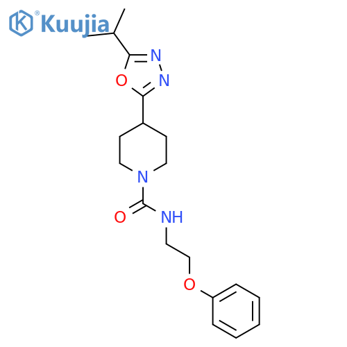 N-(2-phenoxyethyl)-4-5-(propan-2-yl)-1,3,4-oxadiazol-2-ylpiperidine-1-carboxamide structure