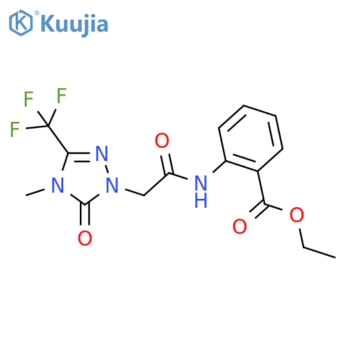 ethyl 2-{2-4-methyl-5-oxo-3-(trifluoromethyl)-4,5-dihydro-1H-1,2,4-triazol-1-ylacetamido}benzoate structure