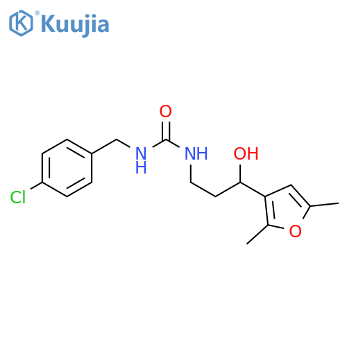 1-(4-chlorophenyl)methyl-3-3-(2,5-dimethylfuran-3-yl)-3-hydroxypropylurea structure