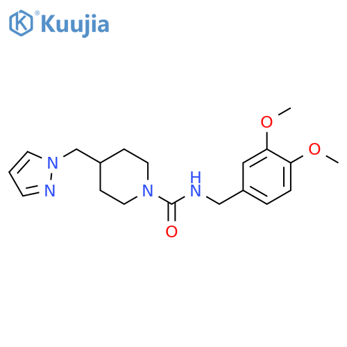 N-(3,4-dimethoxyphenyl)methyl-4-(1H-pyrazol-1-yl)methylpiperidine-1-carboxamide structure