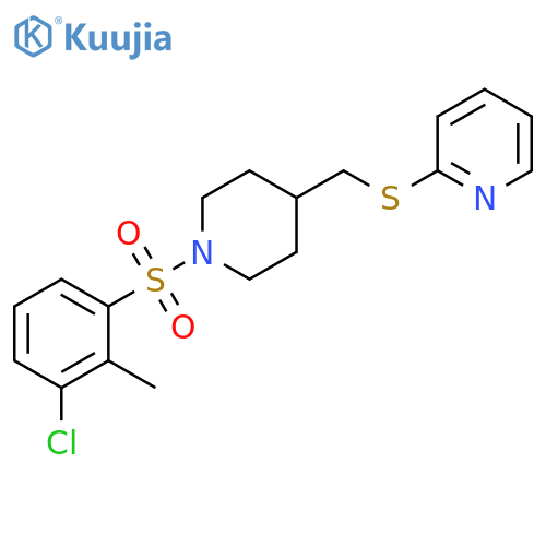 2-({[1-(3-chloro-2-methylbenzenesulfonyl)piperidin-4-yl]methyl}sulfanyl)pyridine structure
