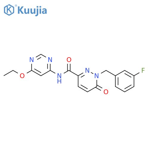 N-(6-ethoxypyrimidin-4-yl)-1-[(3-fluorophenyl)methyl]-6-oxo-1,6-dihydropyridazine-3-carboxamide structure