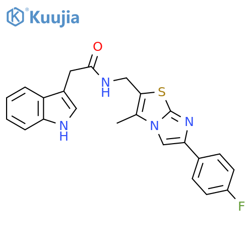 N-{[6-(4-fluorophenyl)-3-methylimidazo[2,1-b][1,3]thiazol-2-yl]methyl}-2-(1H-indol-3-yl)acetamide structure
