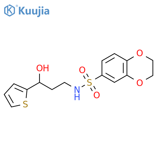 N-3-hydroxy-3-(thiophen-2-yl)propyl-2,3-dihydro-1,4-benzodioxine-6-sulfonamide structure