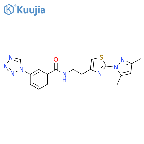 N-{2-[2-(3,5-dimethyl-1H-pyrazol-1-yl)-1,3-thiazol-4-yl]ethyl}-3-(1H-1,2,3,4-tetrazol-1-yl)benzamide structure