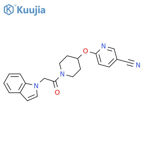 6-({1-[2-(1H-indol-1-yl)acetyl]piperidin-4-yl}oxy)pyridine-3-carbonitrile structure
