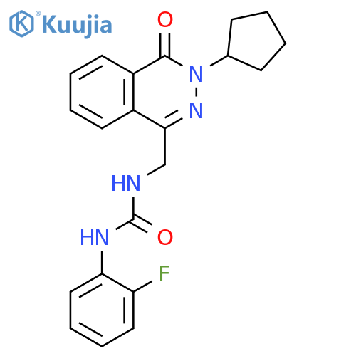 3-[(3-cyclopentyl-4-oxo-3,4-dihydrophthalazin-1-yl)methyl]-1-(2-fluorophenyl)urea structure