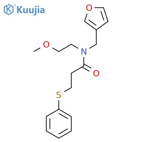 N-(furan-3-yl)methyl-N-(2-methoxyethyl)-3-(phenylsulfanyl)propanamide structure
