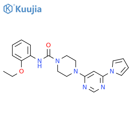 N-(2-ethoxyphenyl)-4-[6-(1H-pyrrol-1-yl)pyrimidin-4-yl]piperazine-1-carboxamide structure