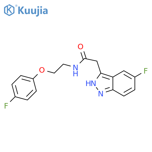 2-(5-fluoro-1H-indazol-3-yl)-N-[2-(4-fluorophenoxy)ethyl]acetamide structure