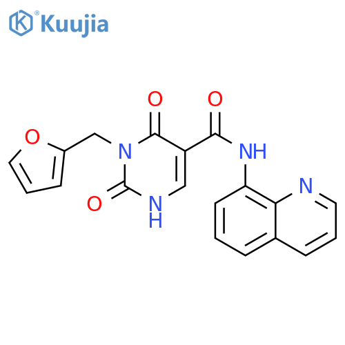 3-(furan-2-yl)methyl-2,4-dioxo-N-(quinolin-8-yl)-1,2,3,4-tetrahydropyrimidine-5-carboxamide structure