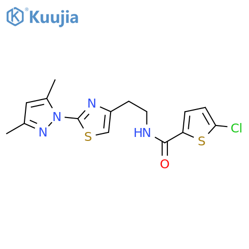 5-chloro-N-{2-[2-(3,5-dimethyl-1H-pyrazol-1-yl)-1,3-thiazol-4-yl]ethyl}thiophene-2-carboxamide structure