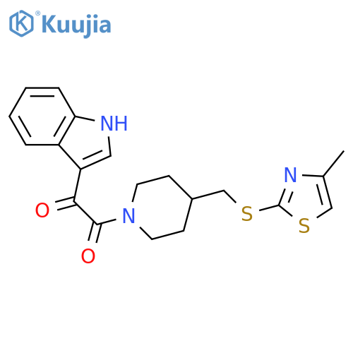 1-(1H-indol-3-yl)-2-(4-{[(4-methyl-1,3-thiazol-2-yl)sulfanyl]methyl}piperidin-1-yl)ethane-1,2-dione structure
