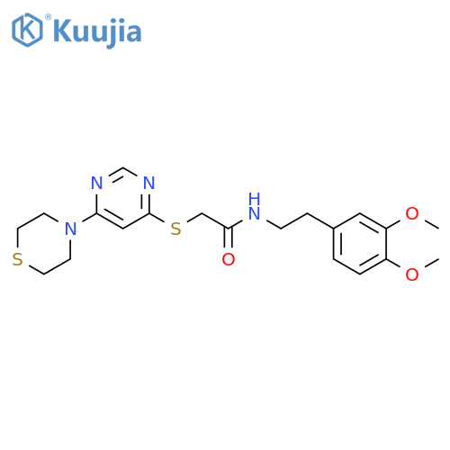 N-2-(3,4-dimethoxyphenyl)ethyl-2-{6-(thiomorpholin-4-yl)pyrimidin-4-ylsulfanyl}acetamide structure