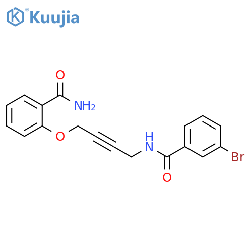 3-bromo-N-[4-(2-carbamoylphenoxy)but-2-yn-1-yl]benzamide structure