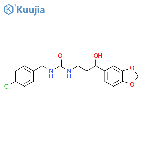 3-3-(2H-1,3-benzodioxol-5-yl)-3-hydroxypropyl-1-(4-chlorophenyl)methylurea structure