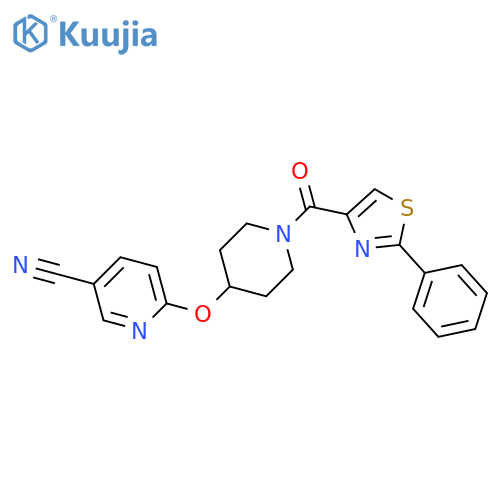 6-{[1-(2-phenyl-1,3-thiazole-4-carbonyl)piperidin-4-yl]oxy}pyridine-3-carbonitrile structure
