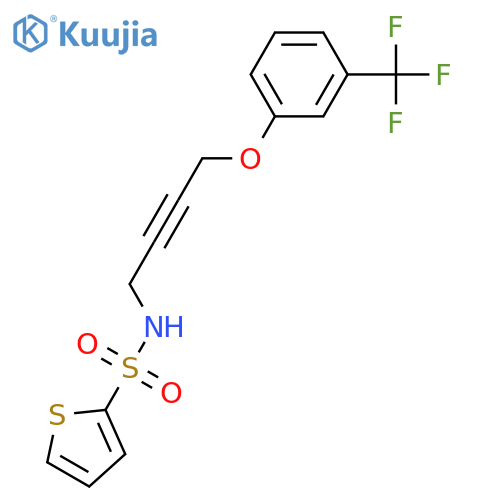 N-{4-3-(trifluoromethyl)phenoxybut-2-yn-1-yl}thiophene-2-sulfonamide structure