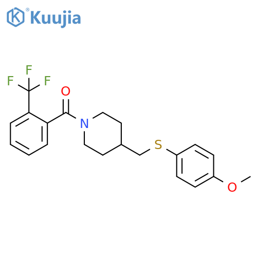 4-{[(4-methoxyphenyl)sulfanyl]methyl}-1-[2-(trifluoromethyl)benzoyl]piperidine structure