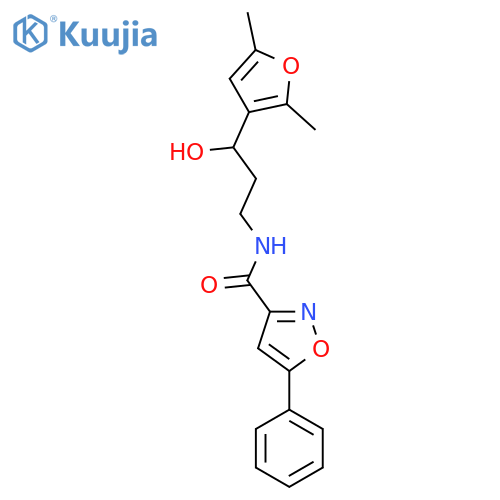 N-3-(2,5-dimethylfuran-3-yl)-3-hydroxypropyl-5-phenyl-1,2-oxazole-3-carboxamide structure