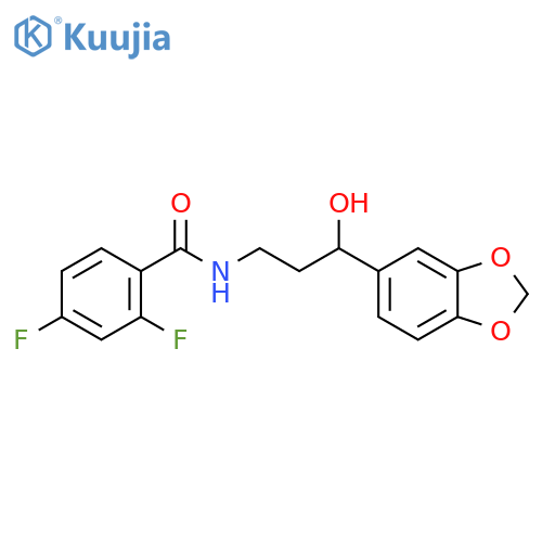 N-3-(2H-1,3-benzodioxol-5-yl)-3-hydroxypropyl-2,4-difluorobenzamide structure