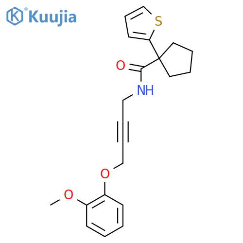 N-4-(2-methoxyphenoxy)but-2-yn-1-yl-1-(thiophen-2-yl)cyclopentane-1-carboxamide structure