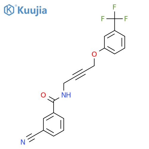 3-cyano-N-{4-3-(trifluoromethyl)phenoxybut-2-yn-1-yl}benzamide structure
