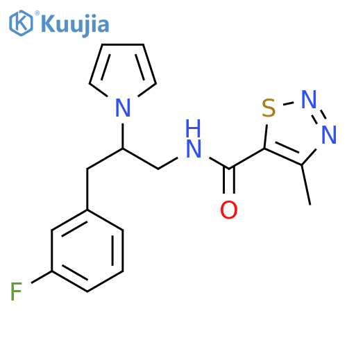 N-3-(3-fluorophenyl)-2-(1H-pyrrol-1-yl)propyl-4-methyl-1,2,3-thiadiazole-5-carboxamide structure