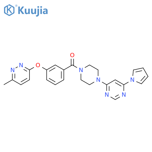 4-(4-{3-[(6-methylpyridazin-3-yl)oxy]benzoyl}piperazin-1-yl)-6-(1H-pyrrol-1-yl)pyrimidine structure