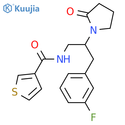N-3-(3-fluorophenyl)-2-(2-oxopyrrolidin-1-yl)propylthiophene-3-carboxamide structure
