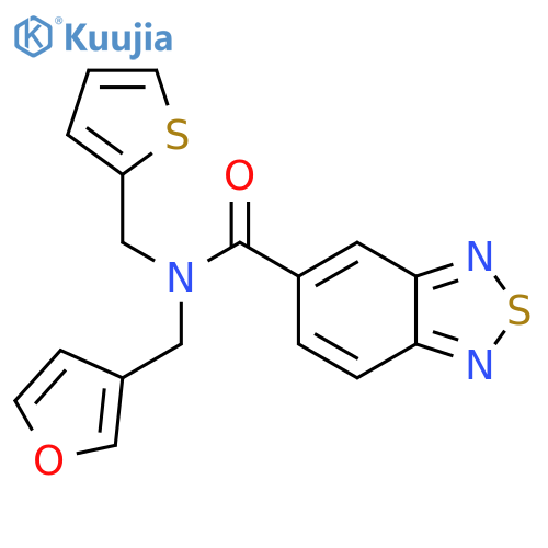 N-(furan-3-yl)methyl-N-(thiophen-2-yl)methyl-2,1,3-benzothiadiazole-5-carboxamide structure