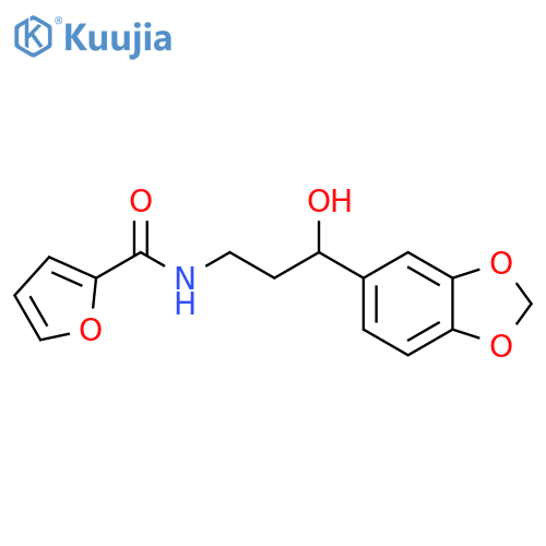 N-3-(2H-1,3-benzodioxol-5-yl)-3-hydroxypropylfuran-2-carboxamide structure