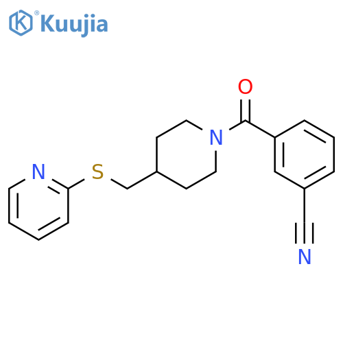 3-{4-[(pyridin-2-ylsulfanyl)methyl]piperidine-1-carbonyl}benzonitrile structure