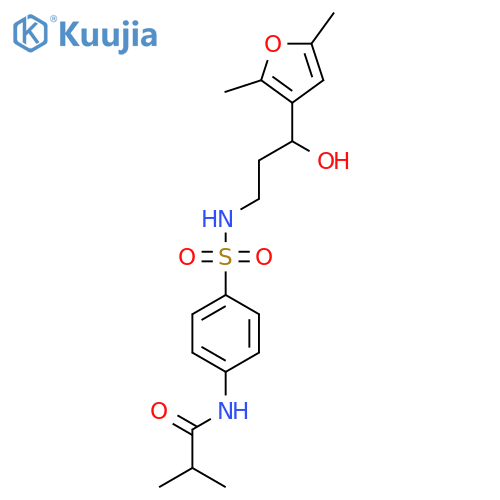 N-(4-{3-(2,5-dimethylfuran-3-yl)-3-hydroxypropylsulfamoyl}phenyl)-2-methylpropanamide structure