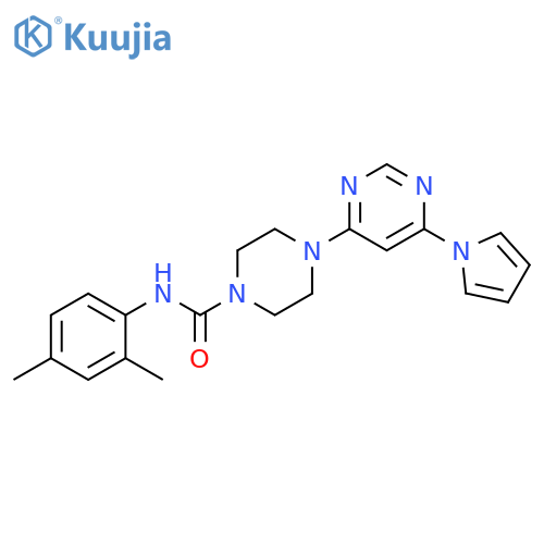 N-(2,4-dimethylphenyl)-4-[6-(1H-pyrrol-1-yl)pyrimidin-4-yl]piperazine-1-carboxamide structure