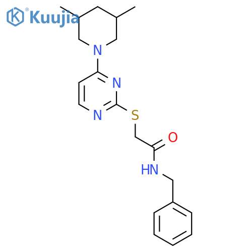 N-benzyl-2-{4-(3,5-dimethylpiperidin-1-yl)pyrimidin-2-ylsulfanyl}acetamide structure