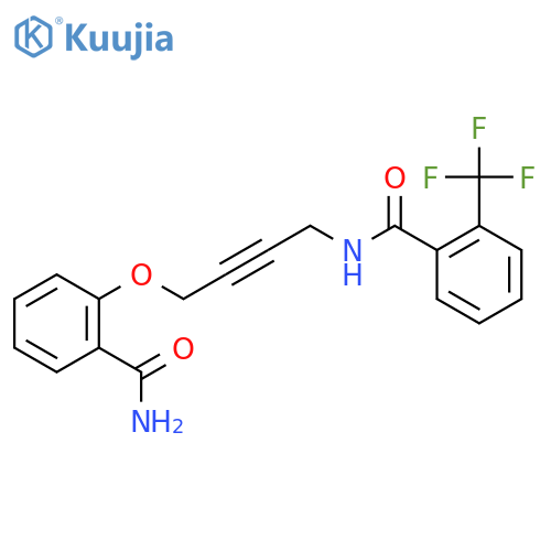 2-(4-{2-(trifluoromethyl)phenylformamido}but-2-yn-1-yl)oxybenzamide structure