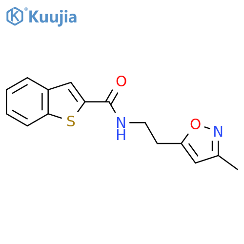 N-2-(3-methyl-1,2-oxazol-5-yl)ethyl-1-benzothiophene-2-carboxamide structure
