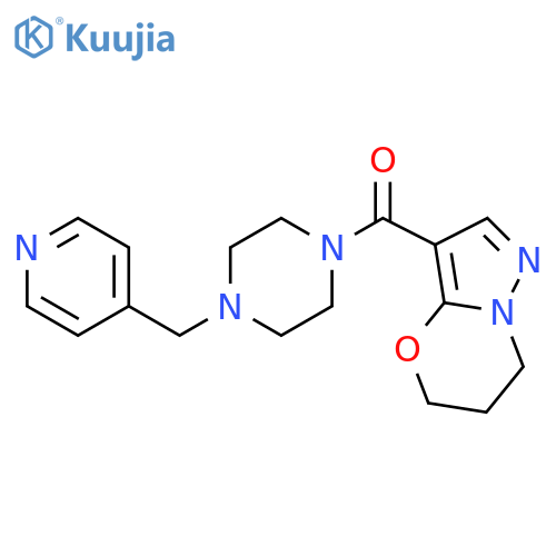 1-{5H,6H,7H-pyrazolo3,2-b1,3oxazine-3-carbonyl}-4-(pyridin-4-yl)methylpiperazine structure